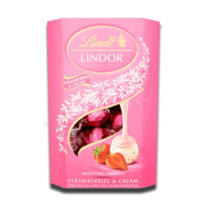 Lindt Lindor Strawberries & Cream Chocolate Balls 200g Lindt Lindor Strawberries & Cream Chocolate Balls 200g