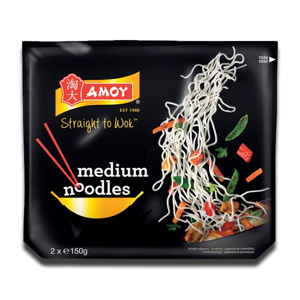 Amoy Medium Noodles Straight to Wok 2x150g Amoy Medium Noodles Straight to Wok 2x150g