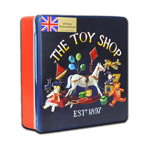 Grandma Wild's Embossed Square Toy Shop Tin 400g Grandma Wild's Embossed Square Toy Shop Tin 400g