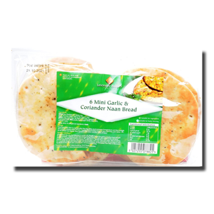 Leicester Bakery Mini Garlic & Coriander Naan Bread 6's 300g Leicester Bakery Mini Garlic & Coriander Naan Bread 6's 300g